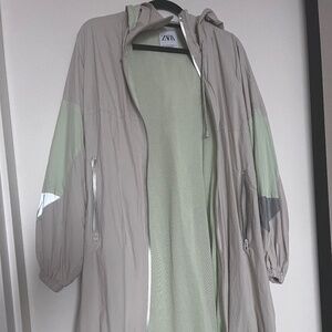 Zara Hooded Long Windbreaker Jacket, Women's S-M